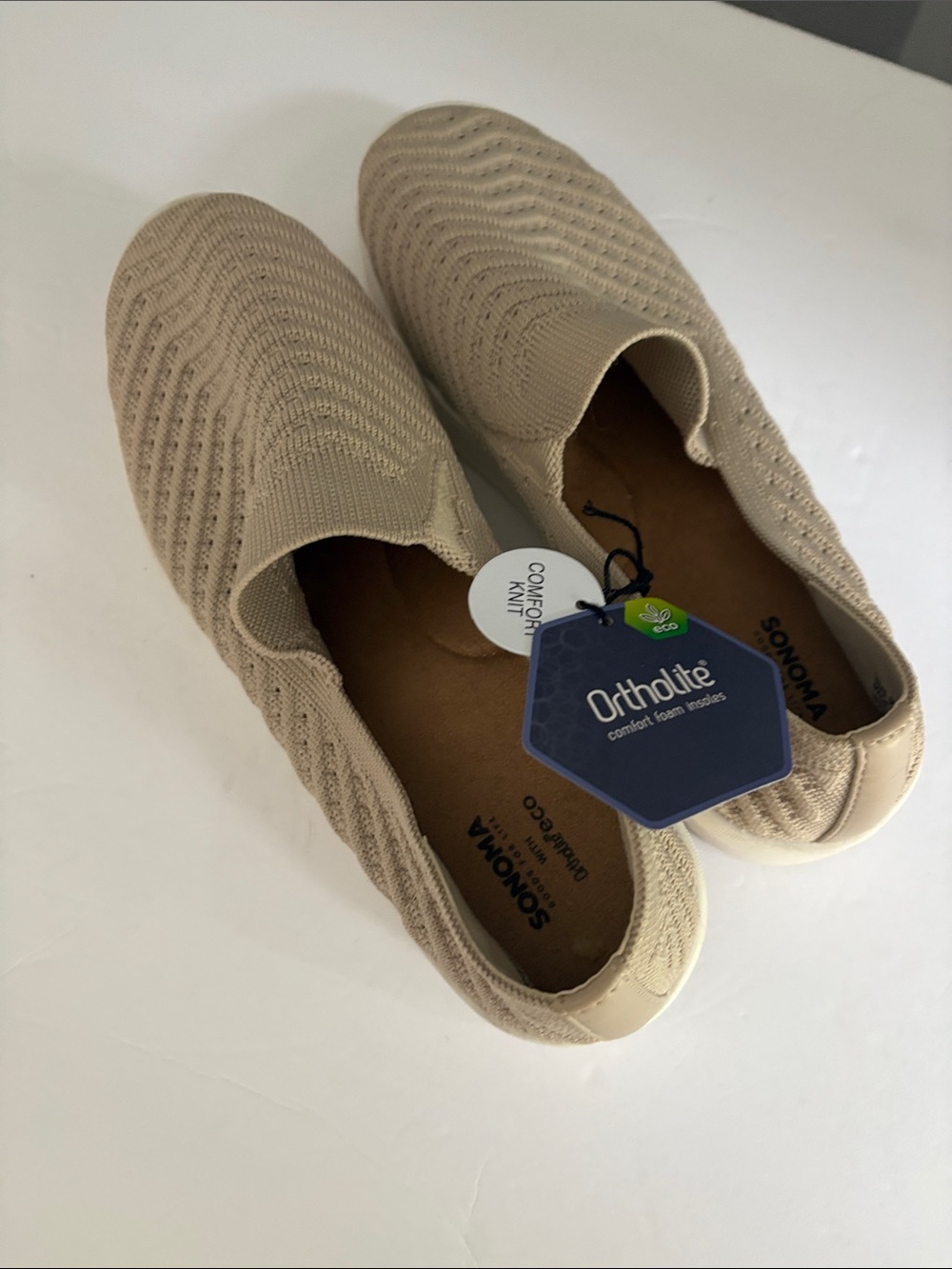 Sonoma Beige Knit Slip-On Loafers